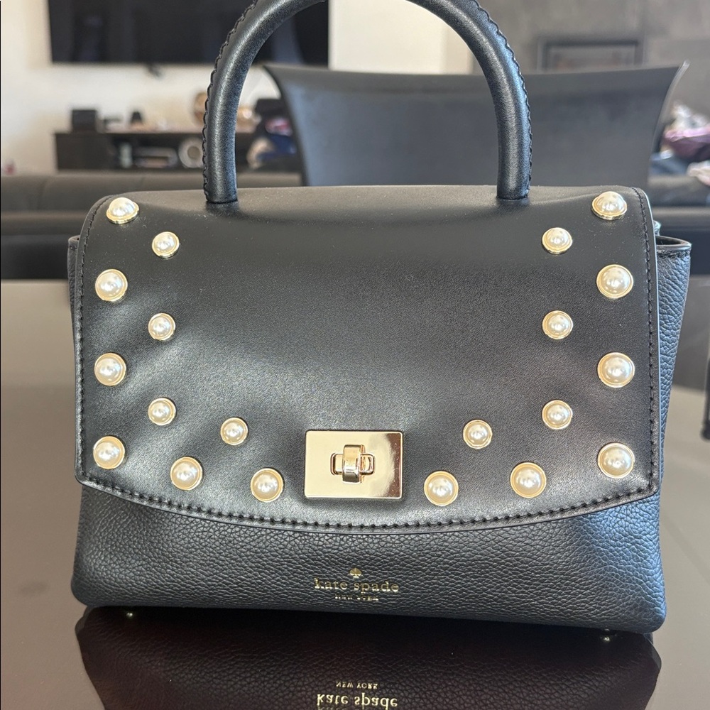 Kate Spade Black Bag with Pearl and Gold Details